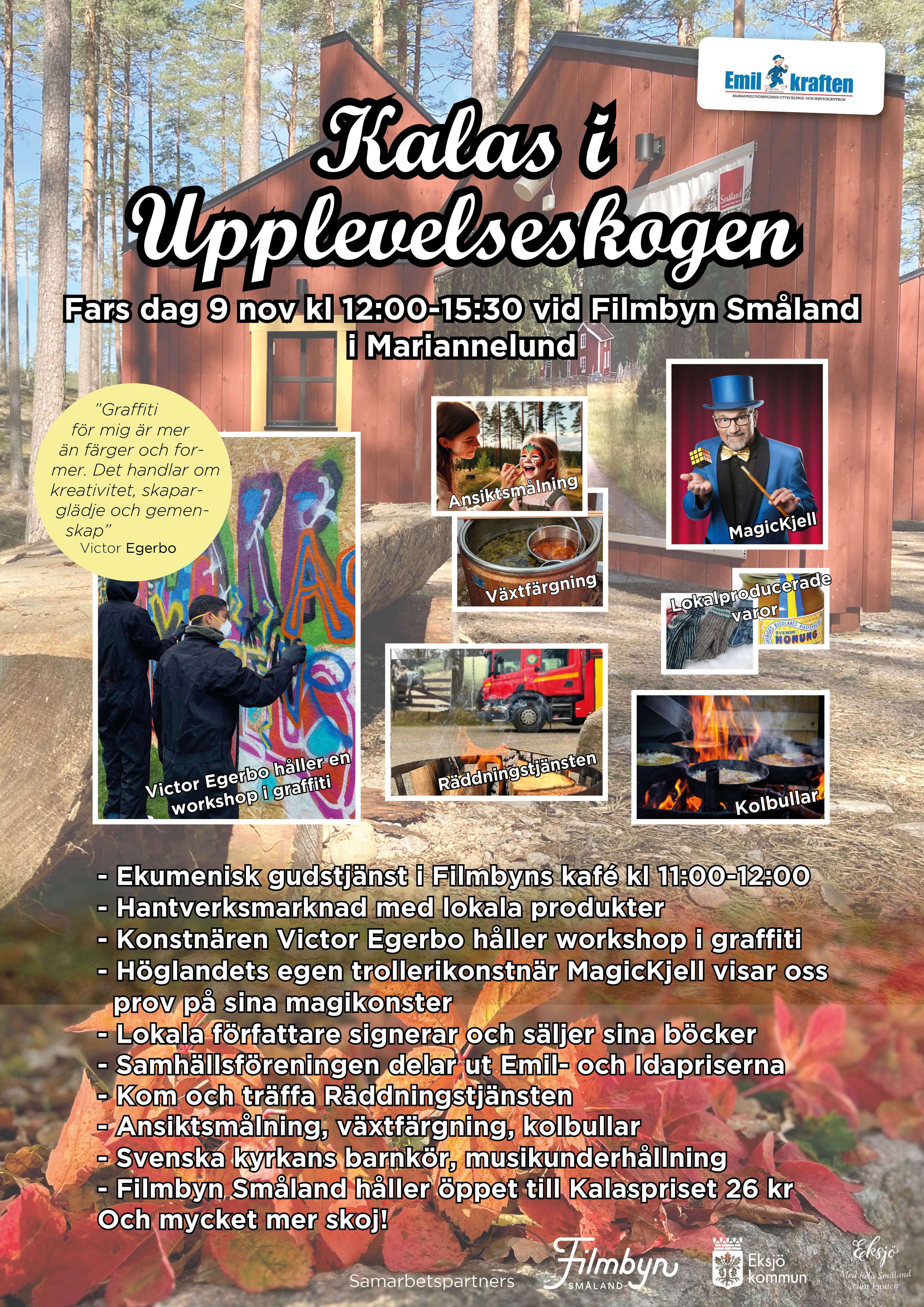 infoaffisch om Kalaset i Upplevelseskogen